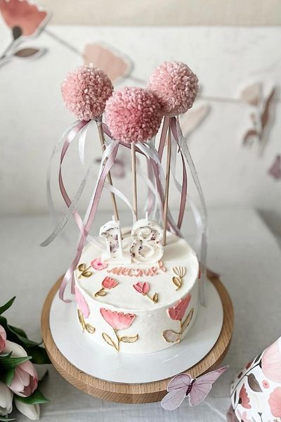 AFRALYAHOME Birthday Cake Decoration Set Pinterest Style Cupcake Cake and Dessert Ornaments Cake Toothpick 3-Pompom