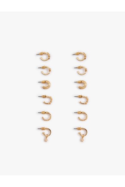 Koton Pearl Detailed 6'Lı Hoop Earrings Set