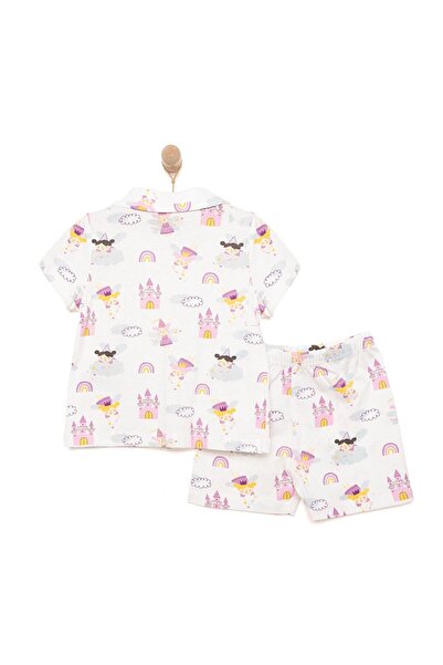ebebek Hello Baby HelloBaby Gömlek Yaka Peri Desenli Kısa Kol Pijama Takımı