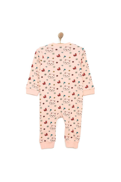 ebebek Hello Baby HelloBaby Kız Kedi Desenli Fermuarlı Patiksiz Tulum