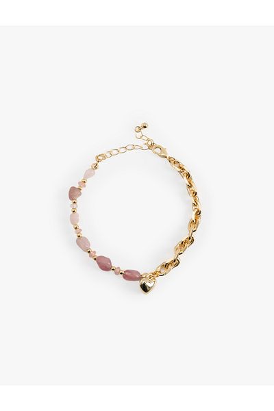 Koton Heart and Stone Detailed Chain Bracelet