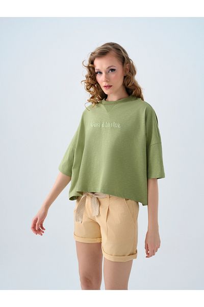 Loft Μακρύ Crop Γυναικείο Tshirt μανίκι