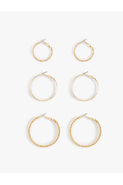 Koton Set of 3 Steel Twist Hoop Earrings