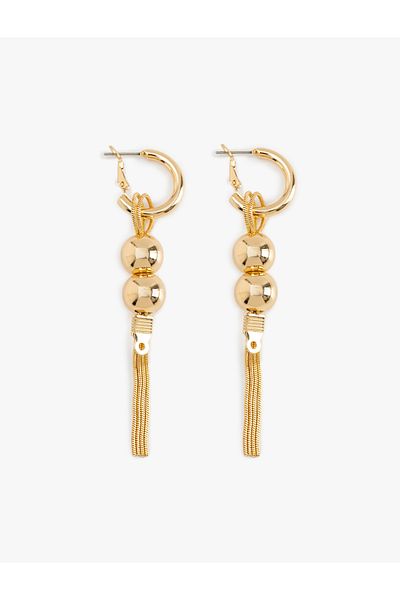 Koton Chain Detailed Beaded Hoop Earrings