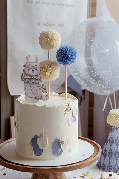 AFRALYAHOME Birthday Cake Decoration Set Pinterest Style Cupcake Cake and Dessert Ornaments Cake Toothpick 3-Pompom