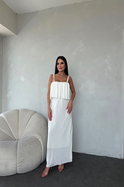 LİLA İSTANBUL Rochie de vară cu design special cu bretele cu nervuri și bretele pliate în față