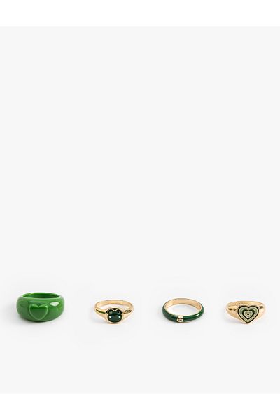 Koton Set of 4 Heart Stone Detailed Rings