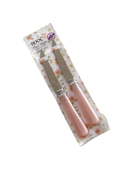Rooc 2'li Meyve Sebze Bıçak Seti & Pembe-17 cm*
