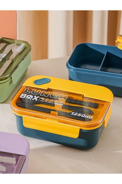 COOYA Portable Bento Lunch Box With Tableware Set,2 Compartments,Leak-proof,For offices,school and travel