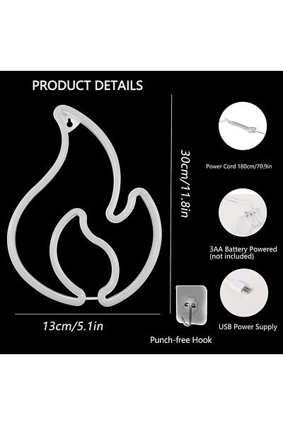 COOYA Led Light Flame Neon Sign,for Wall Decor,USB Powered,for Kids Room, Party, Bar, Birthday Decoration