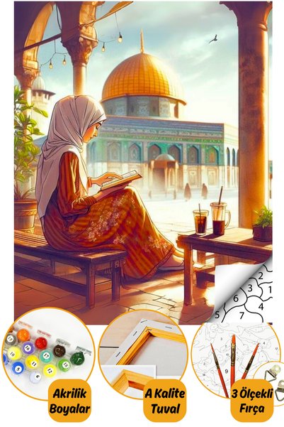 tale hobby Sayılarla Boyama Numaralı Tuval Seti Fırça Boya Dahil 40x50cm Tasa...