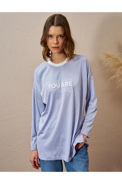 Kayra Μπλε Slogan деталі Πλεκτό Φούτερ
