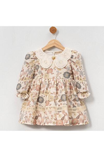 Bebelove Kız Bebek Çicek Desenli Elbise Düğmeli
