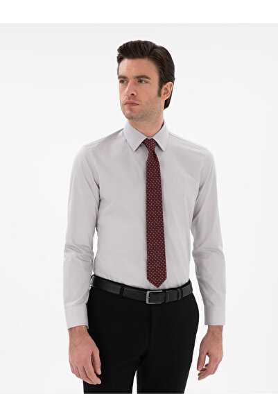Cacharel Açık Gri Slim Fit Klasik Yaka Basic Gömlek 50304037-VR001