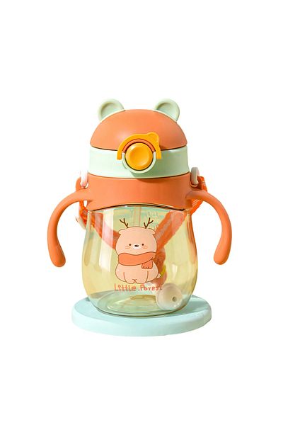 Yelajoy Sippy Cup For Baby,360° With Straw And Handle Spill-proof Use For Baby 6 Months ,300ml,orange