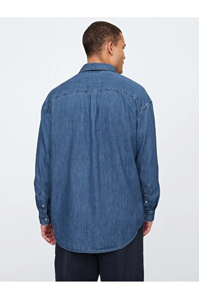 GAP Erkek Koyu Mavi Denim Big Gömlek