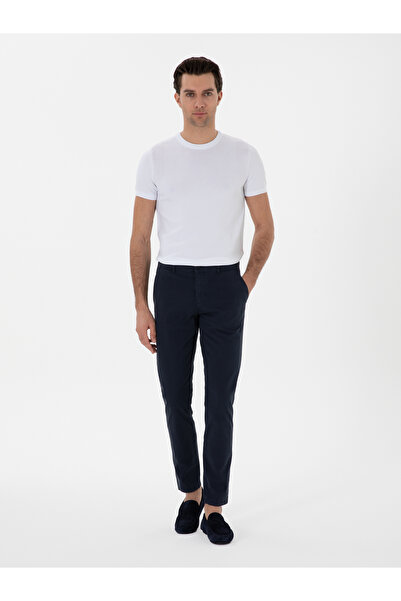 Cacharel Lacivert Slim Fit Pamuk Karışımlı Kanvas Pantolon 50312177-VR033