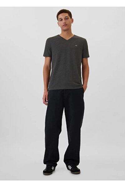 GAP Ανδρικό μπλουζάκι με κοντό μανίκι V-Frch Everyday Soft Micro Logo Vee 502020000 ΓΚΡΙ