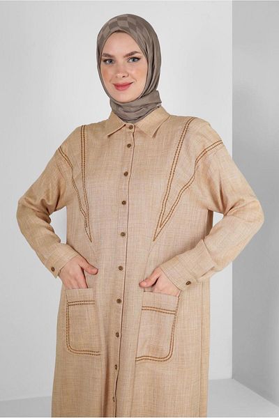Alvina Stitch Detailed Pocketed Buttoned Tunic 43808