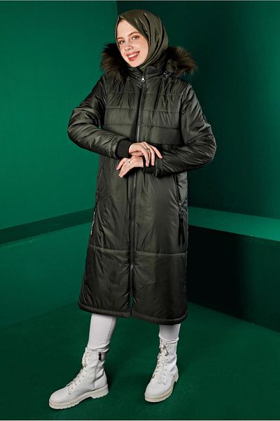 Alvina Palton puf cu glugă din blană 90318