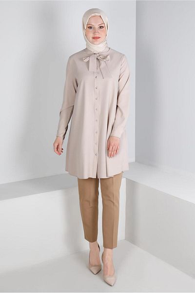 Alvina Tunic with Lacing Detail on the Collar 43419