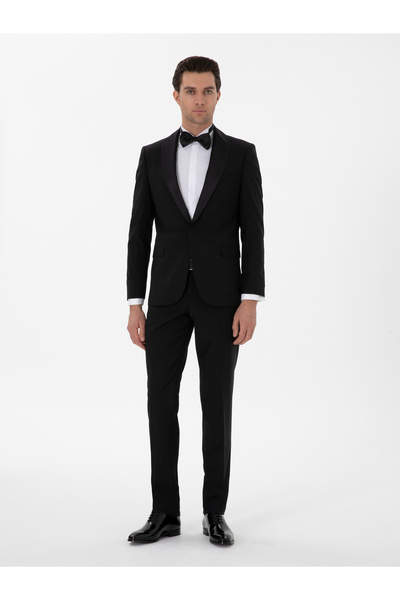 Cacharel Siyah Slim Fit Yün Karışımlı Smokin Dmatlık 50304109-VR046