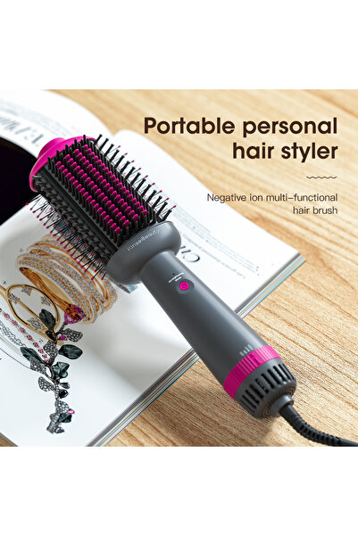 KINSEI BEAUTY مجفف شعر ومشط ومكواة فرد الشعر وفرشاة هواء ساخن مزدوجة الأغراض ومنفاخ سيراميك مضاد للكي