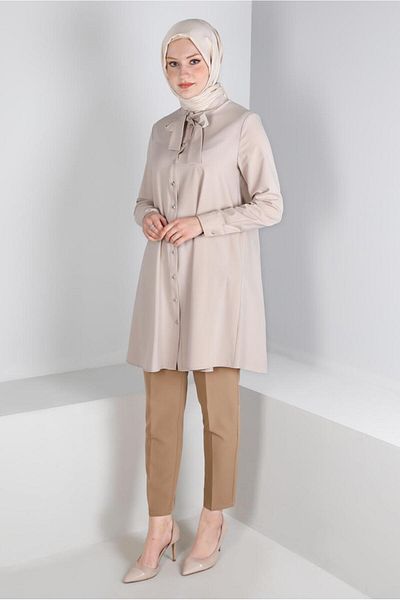 Alvina Tunic with Lacing Detail on the Collar 43419