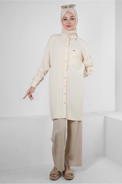 Alvina SHIRT TUNIC WITH STRAPPED SLEEVES 43604