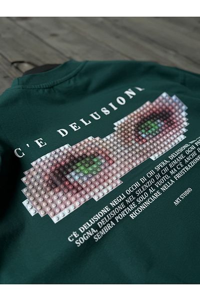 BYBASICMAN Dark Green Pixeleye Oversize T-Shirt Lb-2015