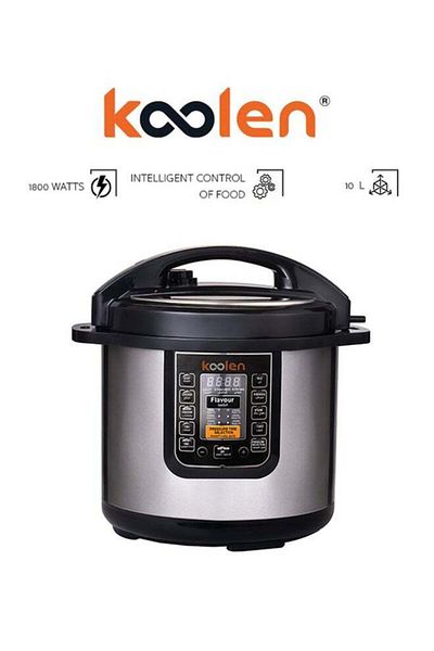 Koolen Colin Electric Pressure Cooker 1600 Watts 10 Liters 8 Functions LCD Display Silver * Black 816106004