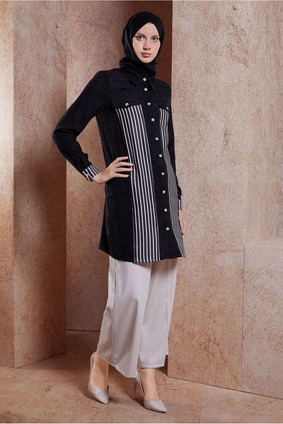 Alvina Linen Tunic 44541 - Striped and Effect