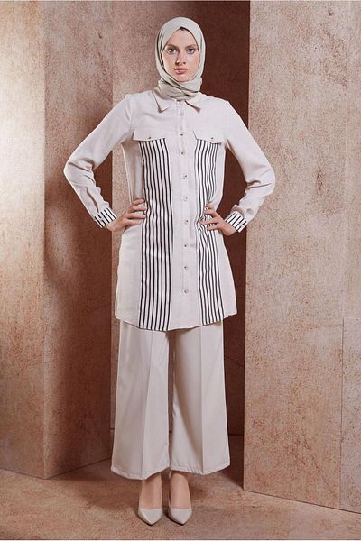 Alvina Linen Tunic 44541 - Striped and Effect
