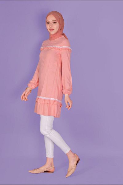 Alvina 41447 Model Ruffled Square Tunic