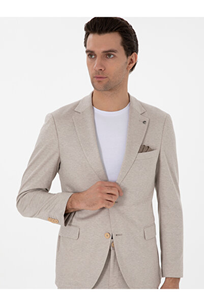 Cacharel Bej Slim Fit Dokulu Takım Elbise 50307680-VR011