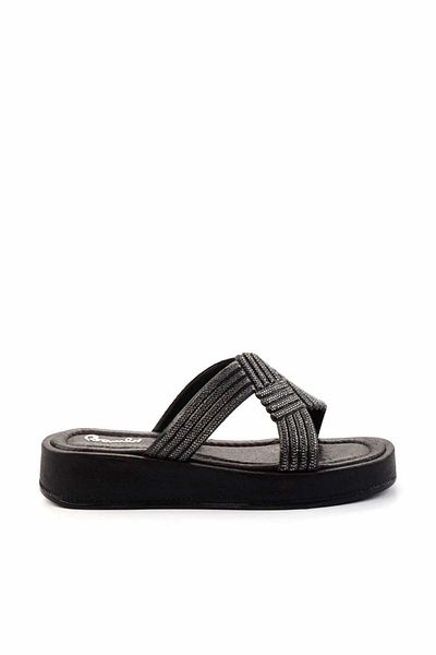 Bambi Shiny Black Women's Slippers K04156011236