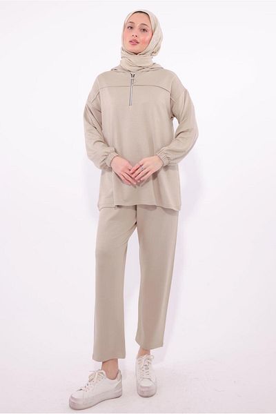 TRENDTESETTÜR Γυναικείο κοστούμι Pantalon με μπεζ καπουκό T 1074