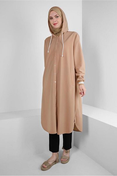 Alvina Hooded and Cuffs Elastic Tunic 43833