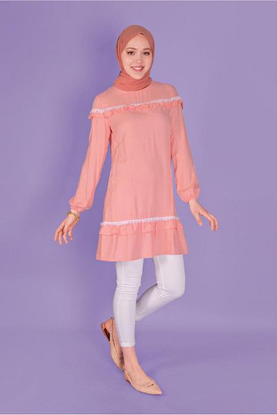Alvina 41447 Model Ruffled Square Tunic