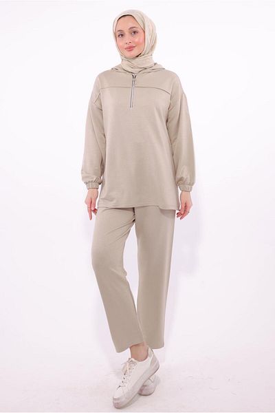 TRENDTESETTÜR Γυναικείο κοστούμι Pantalon με μπεζ καπουκό T 1074