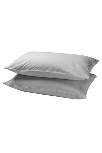 IKEA DVALA Pillowcase 2-Pack – Soft & Breathable 100% Cotton, Light Grey, 50x80 cm