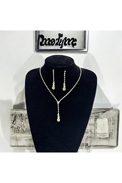 Perle Norie مجموعة قلادة على شكل حرف Y وأقراط متدلية مع أحجار الراين المتدلية...