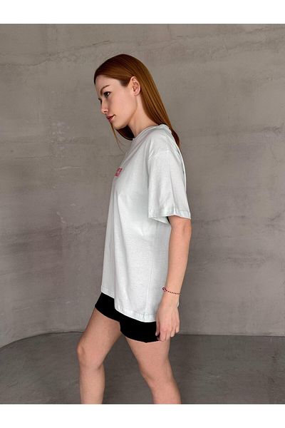 Cappmoda T-920 Water Green Wake Up Written Injection Print T-shirt με λαιμόκοψη