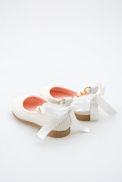 Pabrik Mother of Pearl Patent Leather Girl's Ankle Pearl Ballerinas