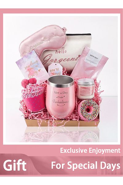 X SPRING Wedding/Birthday Gift Set for Girl - Pink Luxury Box with Tumbler, Candle (Ramadan Gift for Her)