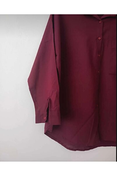 DEZZİİ Burgundy Flared Linen Shirt