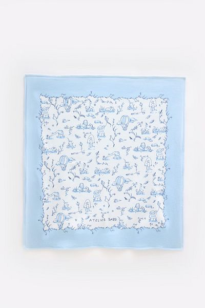 Double Sided Blanket - Toile De Jouy / Blue