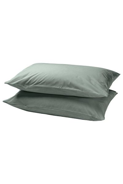 IKEA DVALA Grey-Green Pillowcase Set – 100% Cotton, 50x80 cm, 2-Pack | Soft & Breathable