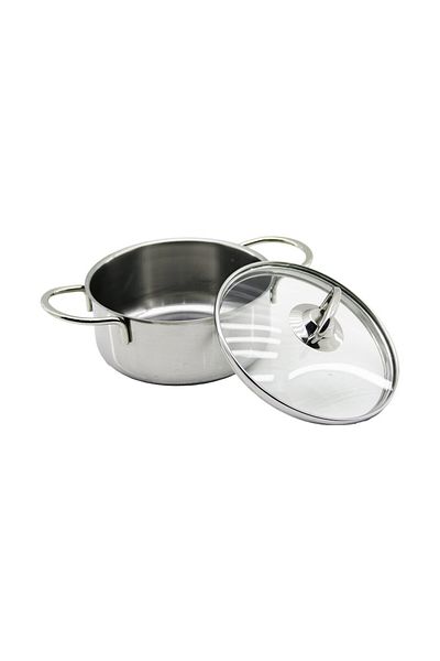 Mu Art 14cm Glass Lid Mini Steel Pot (4767)