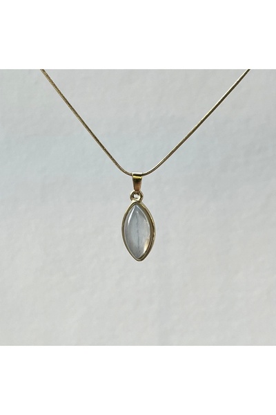 Vintagezegeni Beyaz Kuvars Taşlı Vintage Kolye